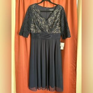 NWT Jessica Howard Navy Blue Lace Top Cocktail Dress Womens Size 12
